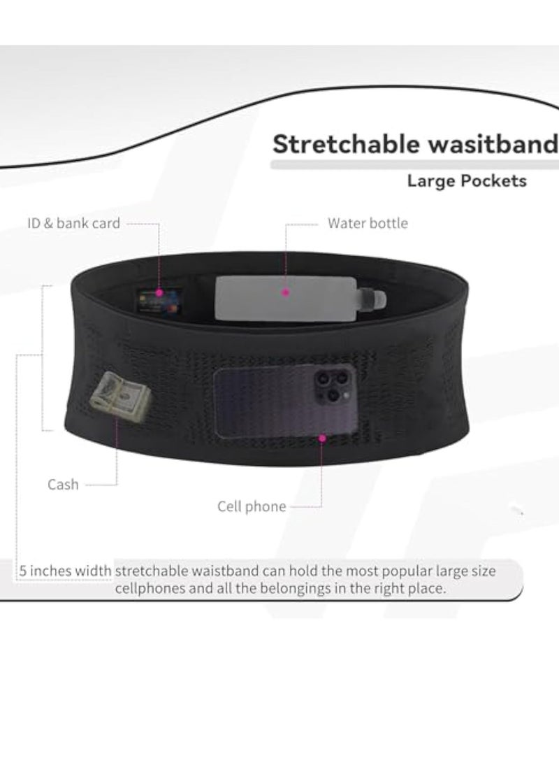 Portable Running Waist Bag 1-Piece Black for Women Nylon Material, Size L, Elastic for 50-75kg Weight - Image 3