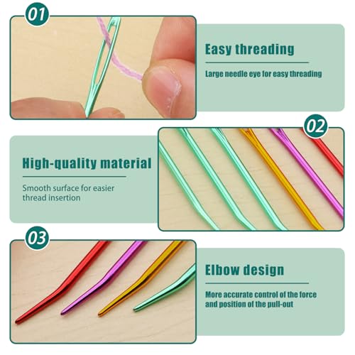Bupete 25 Pcs Yarn Needles Set, Metal Tapestry Needle, Crochet Needles for Yarn, Large Eye Sewing Needles, Curved Darning Needles, Knitting Needles for Sewing, Knitting, Crochet - Image 5