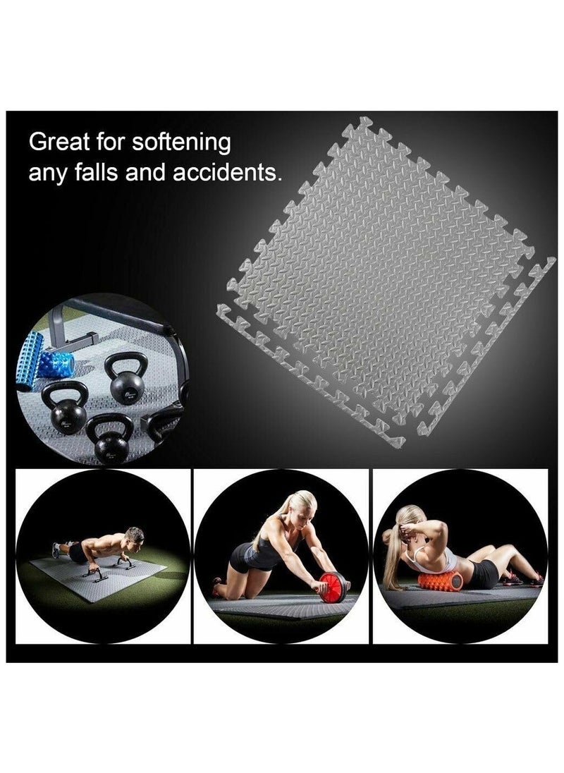 Anmi - Exercise  Mats Pack of 12 ，dimension 12 x 12- EVA Foam Mats with Interlocking Floor Tiles - Exercise underpads for home and fitness equipment(Grey) - Image 1