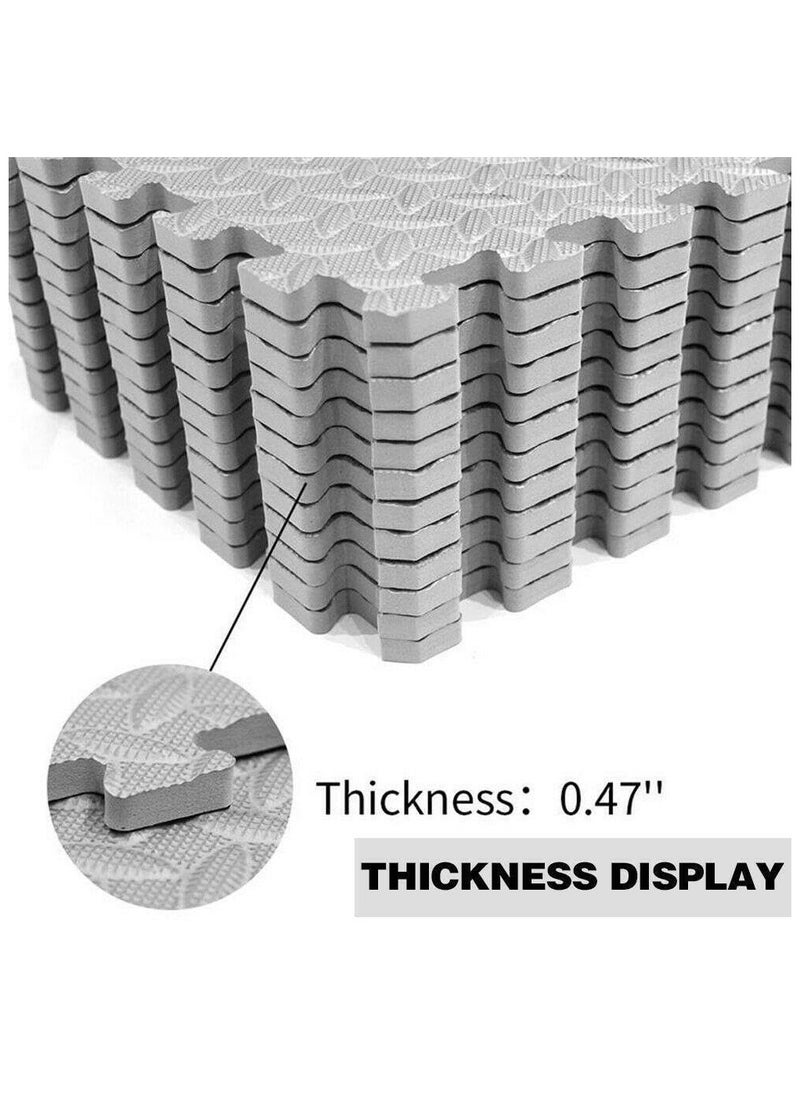 Anmi - Exercise  Mats Pack of 12 ，dimension 12 x 12- EVA Foam Mats with Interlocking Floor Tiles - Exercise underpads for home and fitness equipment(Grey) - Image 1