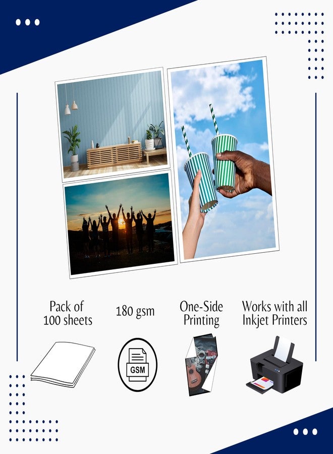 LC Glossy Coated Photo Paper 180 GSM 4"x6" | Compatible with Inkjet Printers | Pack of 1 (4 inches x 6 inches) (100 Sheets) - Image 4
