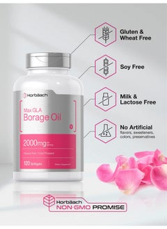 Horbaach Horbäach Borage Oil Capsules 2000 mg | 120 Softgels | 320mg of GLA | Cold Pressed Seed Oil Supplement  - Image 4