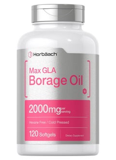 Horbaach Horbäach Borage Oil Capsules 2000 mg | 120 Softgels | 320mg of GLA | Cold Pressed Seed Oil Supplement  - Image 1