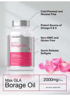 Horbaach Horbäach Borage Oil Capsules 2000 mg | 120 Softgels | 320mg of GLA | Cold Pressed Seed Oil Supplement  - Image 3