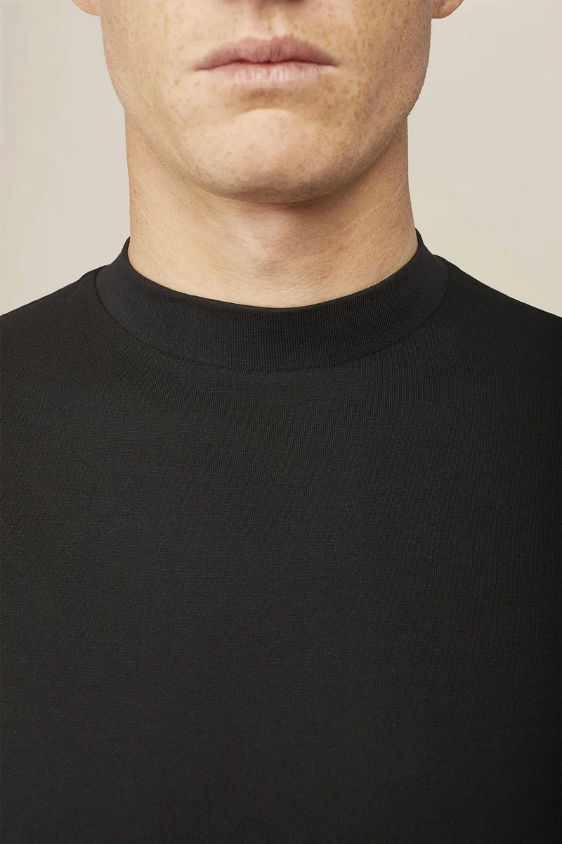 Doppelganger Black Men's T-shirt in 100% cotton jersey with slightly high neck - Black for Men | Best Price UAE