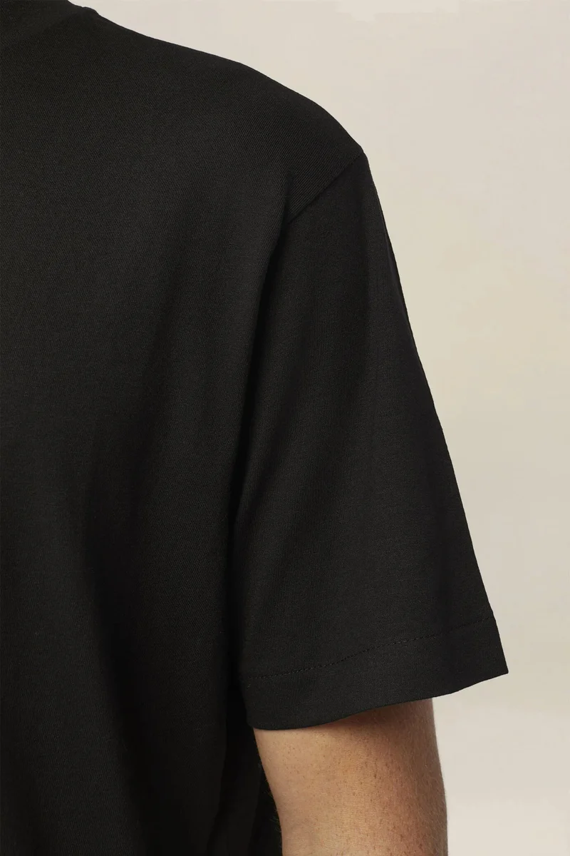 Doppelganger Black Men's T-shirt in 100% cotton jersey with slightly high neck - Black for Men | Best Price UAE