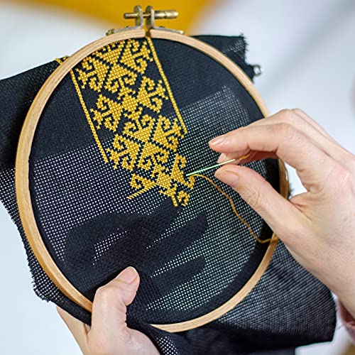 Similane 6 Pcs Cross Stitch Aida Cloth Embroidery Cloth Cross-Stitch Fabric 14 Count Black Aida Easy to use Embroidery Patterns Pictures 12 by 18-Inch - Image 5