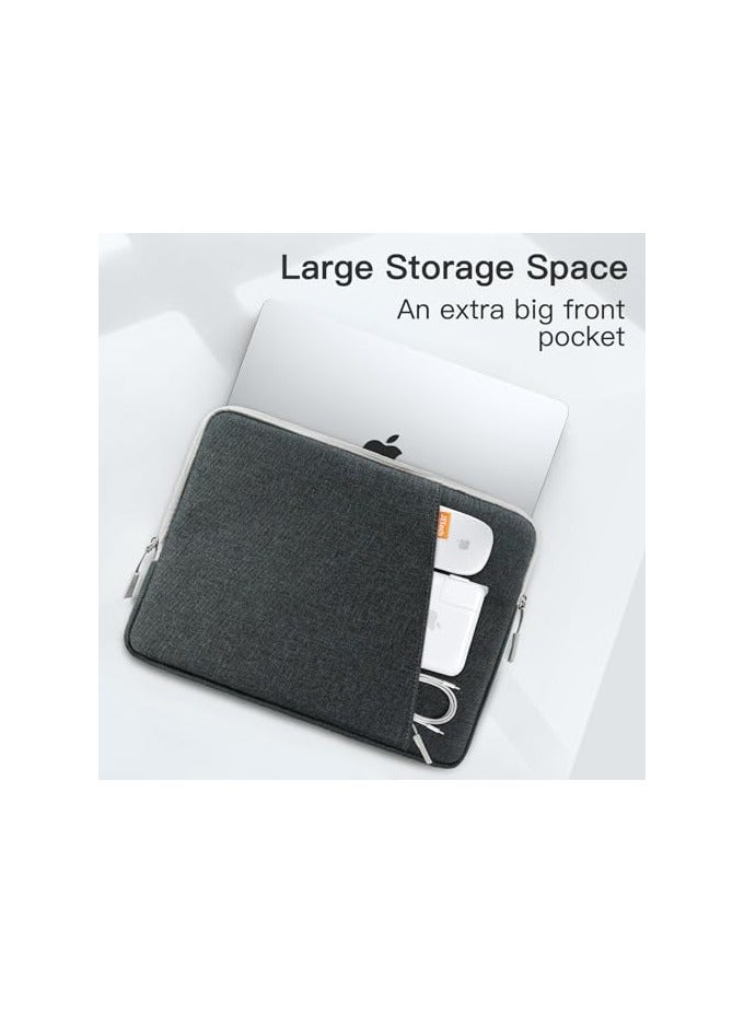 Jetech Laptop Sleeve for 13.3-Inch MacBook Air/Pro, 14-Inch MacBook Pro 2021 M1, 13-13.6 Inch Notebook, Waterproof Shock Resistant Bag Case with Accessory Pocket (Dark Grey) - Image 3