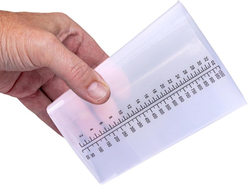 Vakly Plastic Graduated Triangular Intake Output Container [30 Pack] 32 oz Three-Sided Translucent Laboratory Beaker for Measuring and Mixing - Clear Markings in oz and cc - for Specimen, Paint and Epoxy - Image 3