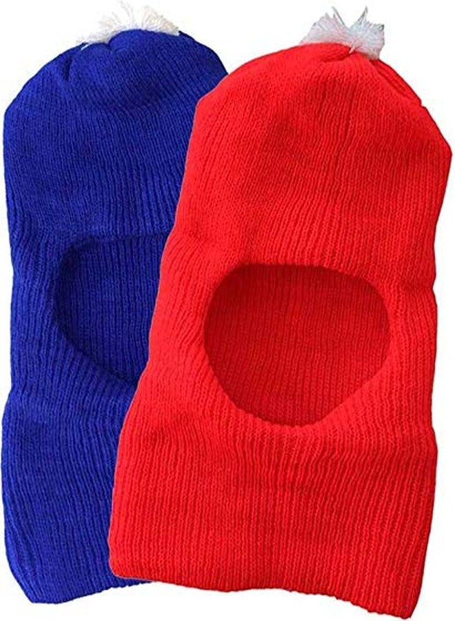 DSquared Baby Boy's & Baby Girl's Soft Woolen Monkey Cap Pack of 2 (Red & Blue,0-6 Months) - Image 1