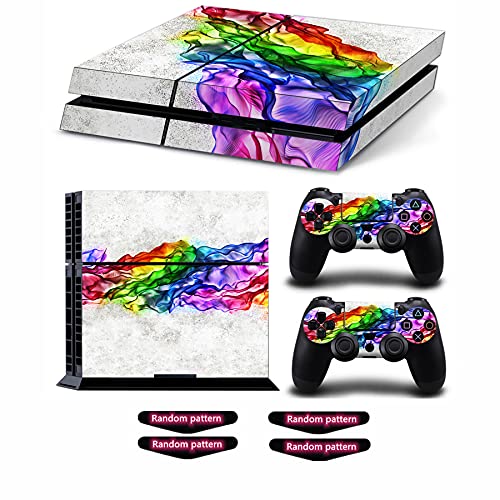 Oiokew Decal Skin for Ps4, Whole Body Vinyl Sticker Cover for PlayStation 4 Console and Controller (Include 4pcs Light Bar Stickers) (PS4, Colorful Smoke) - Image 1