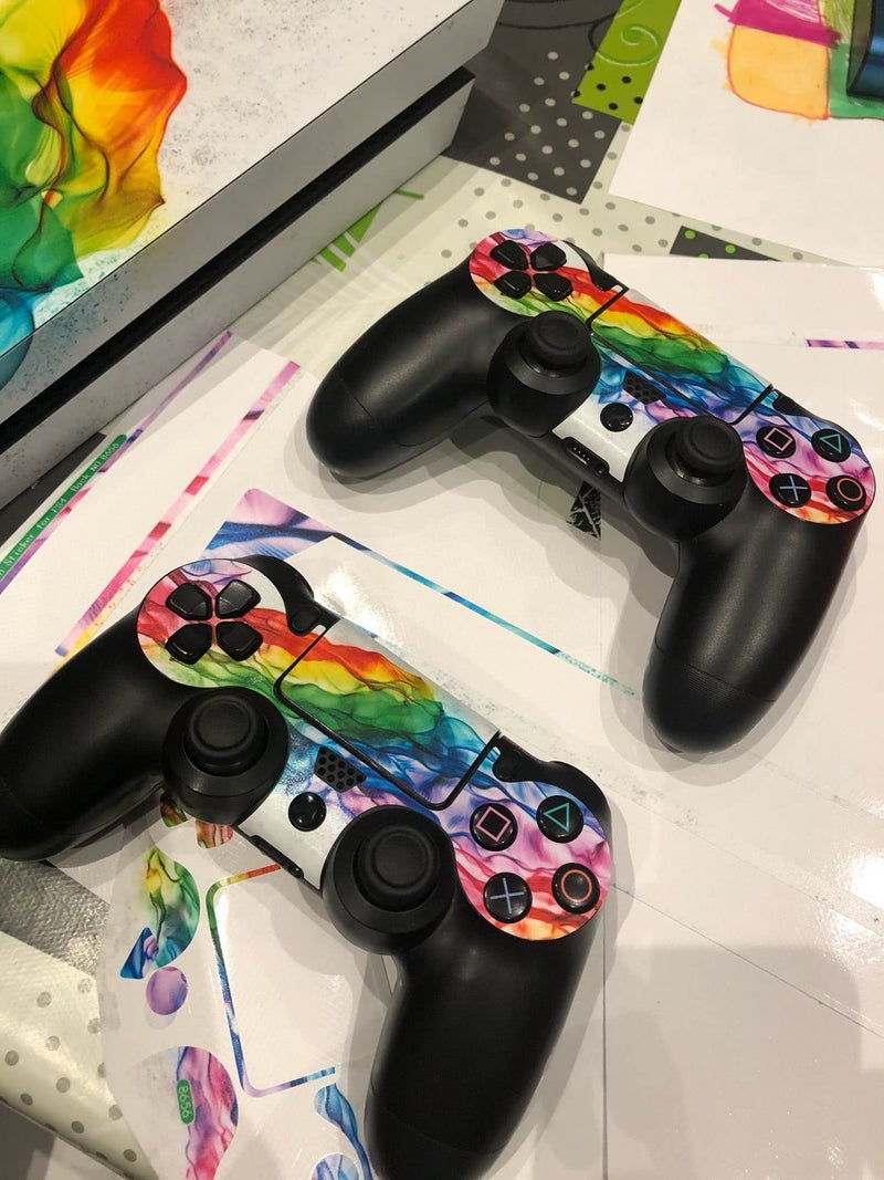 Oiokew Decal Skin for Ps4, Whole Body Vinyl Sticker Cover for PlayStation 4 Console and Controller (Include 4pcs Light Bar Stickers) (PS4, Colorful Smoke) - Image 3