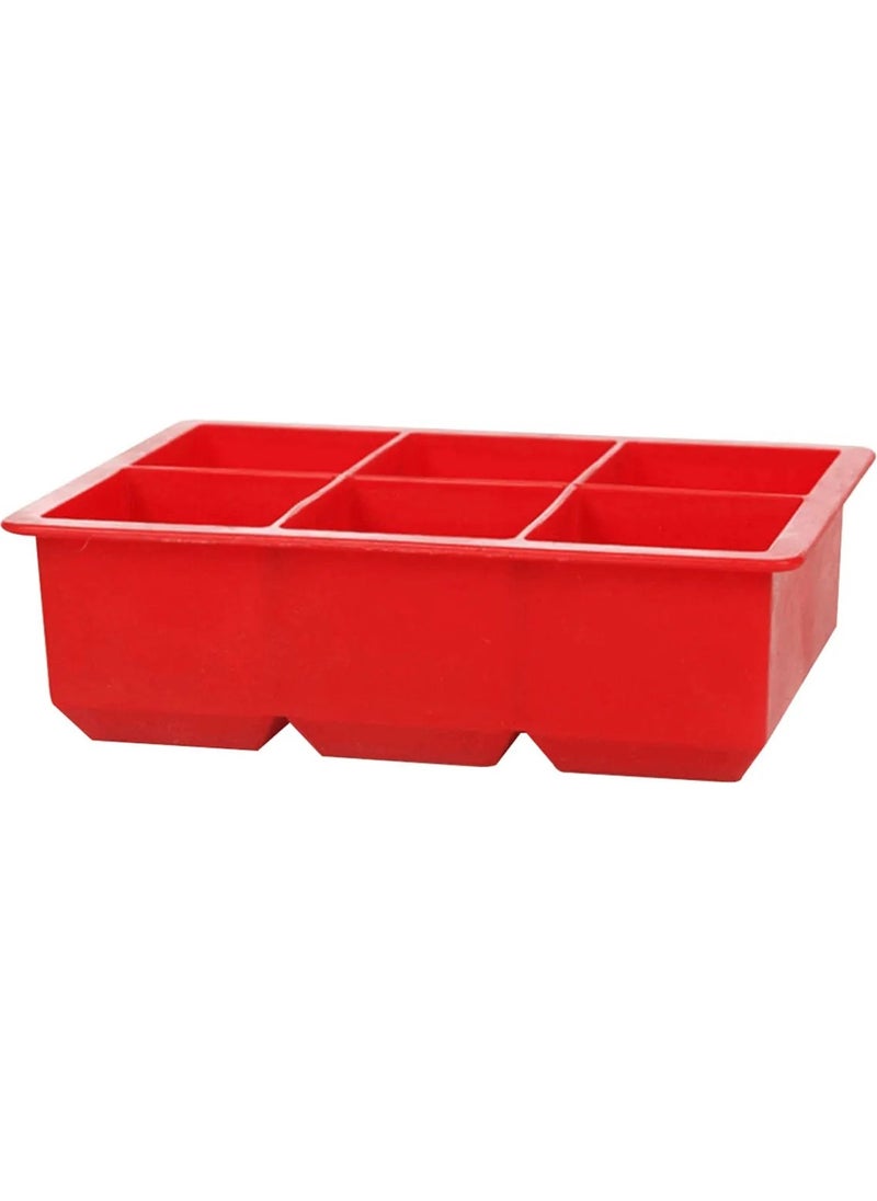 Eysigo - Silicone 6-Piece Cube Xl Large Size Multi-Purpose Ice Mold Red 2 Pieces - Image 1