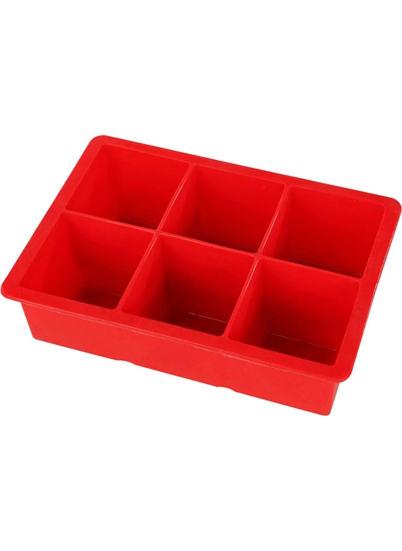 Eysigo - Silicone 6-Piece Cube Xl Large Size Multi-Purpose Ice Mold Red 2 Pieces - Image 1