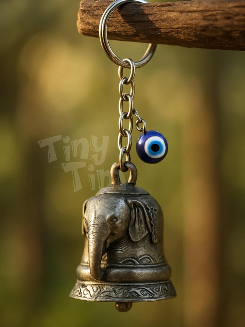 Tiny Tim Store Guardian Bell with Evil Eye Charm – Protective Motorcycle & Car Accessory – Tibetan-Inspired Design – Wards Off Negative Energy – Ideal Gift for Bikers & Travelers - Image 5