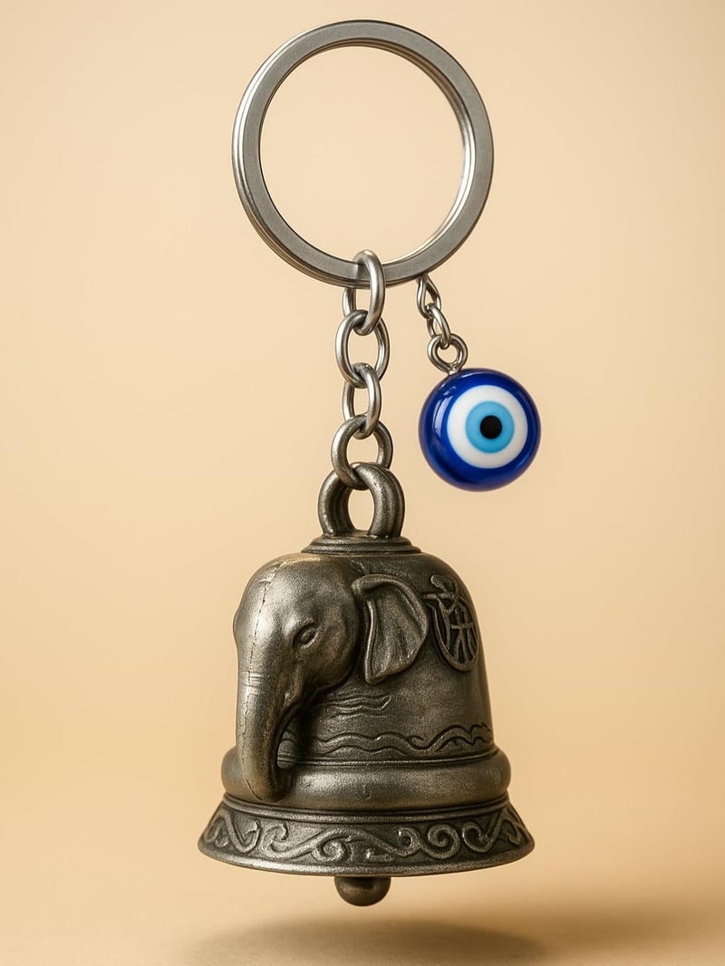 Tiny Tim Store Guardian Bell with Evil Eye Charm – Protective Motorcycle & Car Accessory – Tibetan-Inspired Design – Wards Off Negative Energy – Ideal Gift for Bikers & Travelers - Image 1