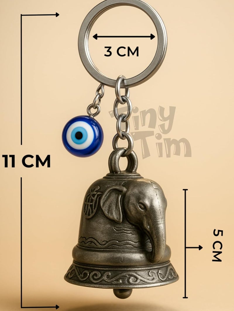 Tiny Tim Store Guardian Bell with Evil Eye Charm – Protective Motorcycle & Car Accessory – Tibetan-Inspired Design – Wards Off Negative Energy – Ideal Gift for Bikers & Travelers - Image 2