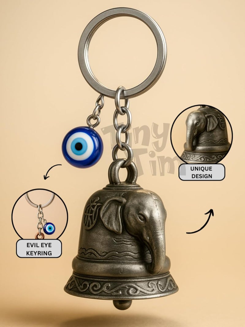 Tiny Tim Store Guardian Bell with Evil Eye Charm – Protective Motorcycle & Car Accessory – Tibetan-Inspired Design – Wards Off Negative Energy – Ideal Gift for Bikers & Travelers - Image 4