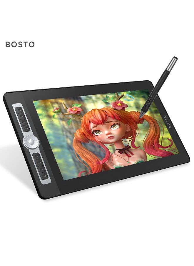 16HD Pro Portable 15.6 Inch H-IPS LCD Graphics Drawing Tablet Display Digital Art Drawing Pad 8192 Pressure Level Passive Technology Customizable Shortcuts Keys Dial Controller