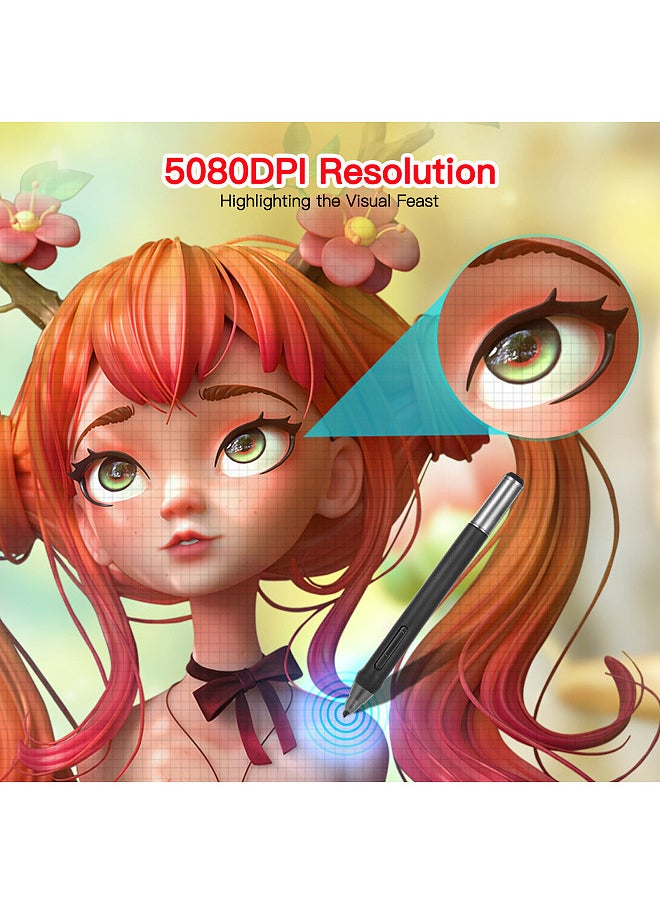 16HD Pro Portable 15.6 Inch H-IPS LCD Graphics Drawing Tablet Display Digital Art Drawing Pad 8192 Pressure Level Passive Technology Customizable Shortcuts Keys Dial Controller