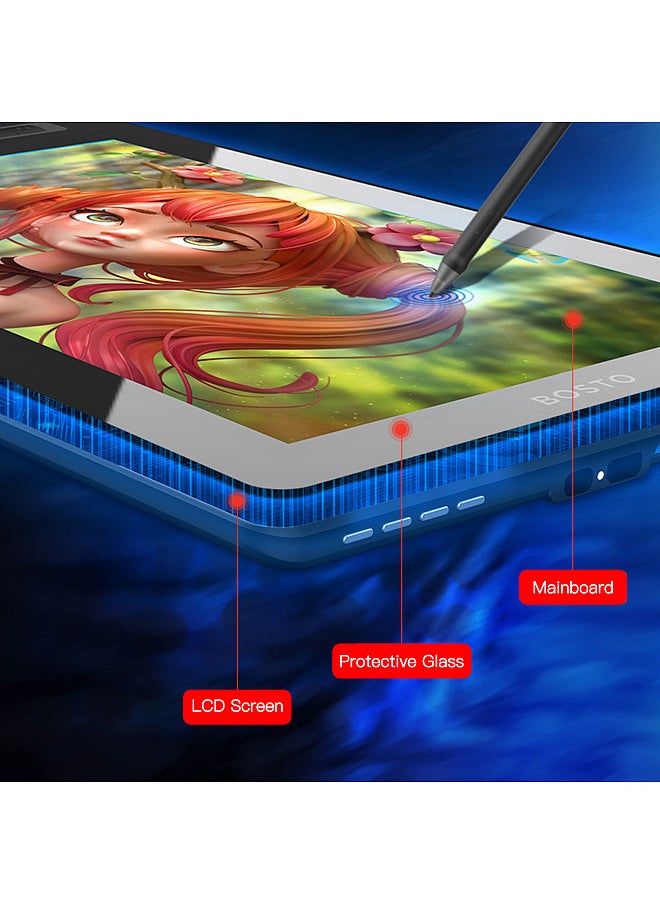 16HD Pro Portable 15.6 Inch H-IPS LCD Graphics Drawing Tablet Display Digital Art Drawing Pad 8192 Pressure Level Passive Technology Customizable Shortcuts Keys Dial Controller