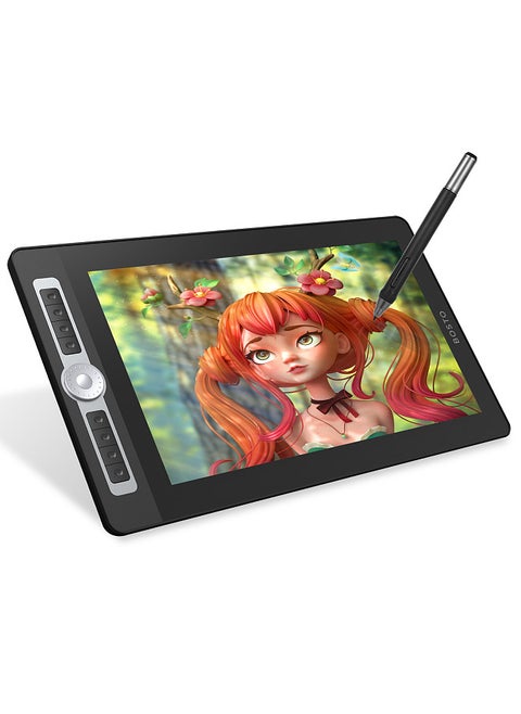 16HD Pro Portable 15.6 Inch H-IPS LCD Graphics Drawing Tablet Display Digital Art Drawing Pad 8192 Pressure Level Passive Technology Customizable Shortcuts Keys Dial Controller