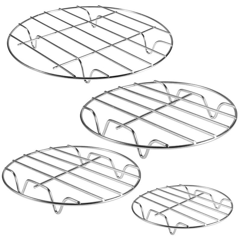 Picowe Picowe 4Pack 7 8 9 10inch Cooling Racks Steamer Rack Steaming Baking Rack Set Stainless Steel Round Rack for Baking Canning Cooking Steaming Lifting Food in Pots Fits Air Fryer Pressure Cooker