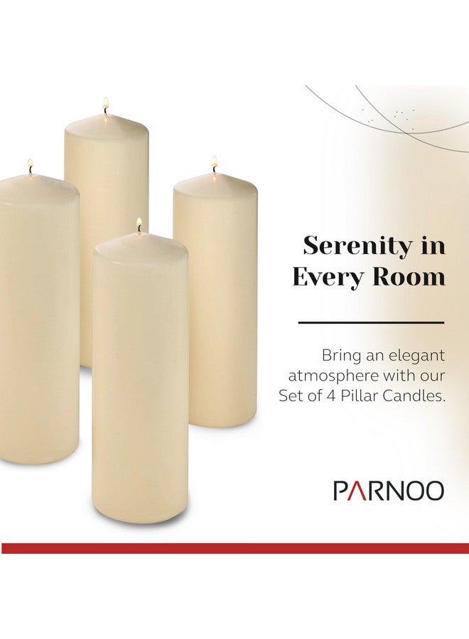 Light In The Dark Unscented Pillar Candles - Set of 4 Vanilla Pillar Candles - 3x6 Slow Burning Large Candles for Weddings & Table Centerpieces, PARNOO - Image 2