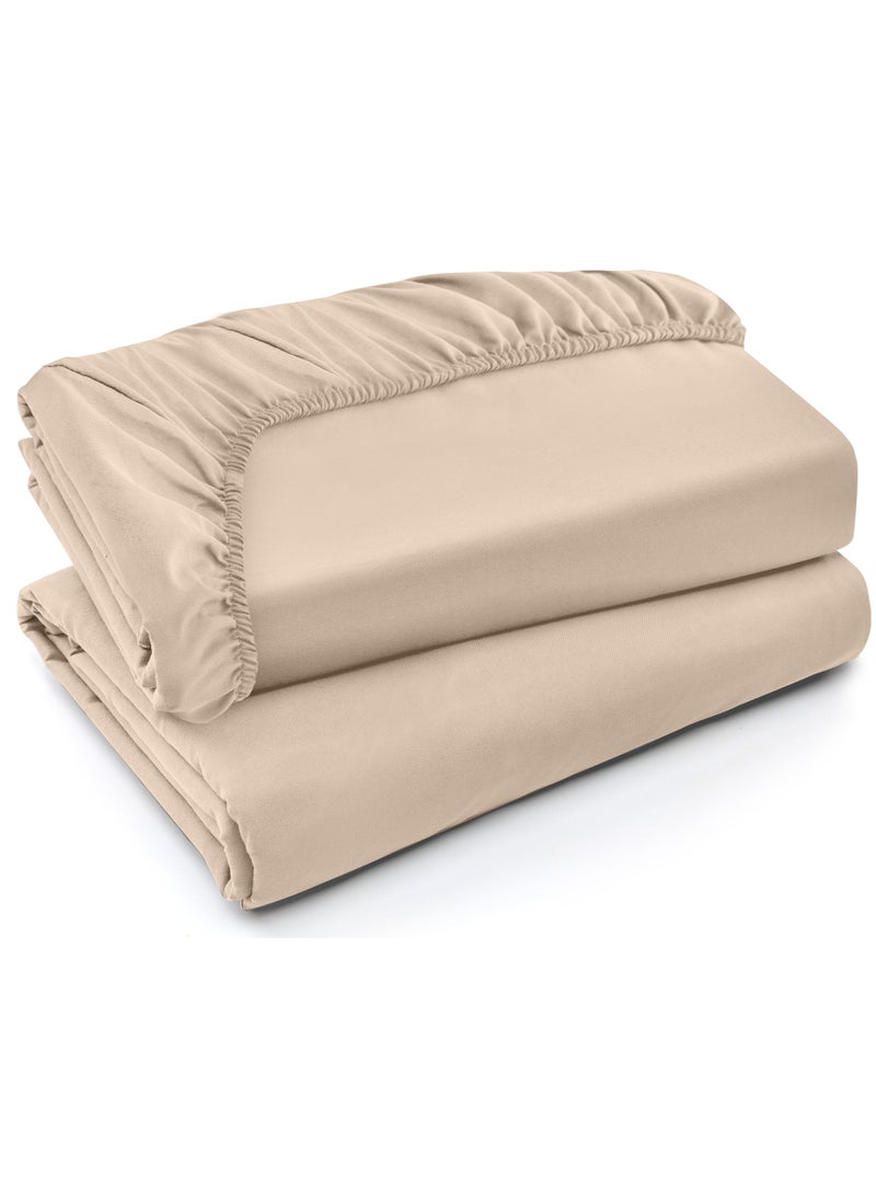 Utopia Bedding Utopia Bedding Queen Fitted Sheets - Bulk Pack of 2 Bottom Sheets - Soft Brushed Microfiber - Deep Pockets - Shrinkage & Fade Resistant - Easy Care (Queen  Beige)  - Image 1