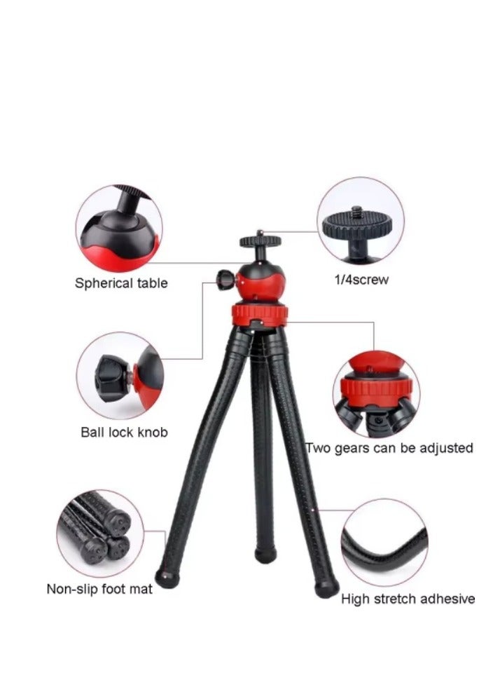 Portable Mini Flexible Tripod with Bluetooth Remote Control and Clip for iPhone and Android Desk Stand Video Shooting Mobile Phone Holder for Professional Photography Compact Stand (Black)  - Image 2