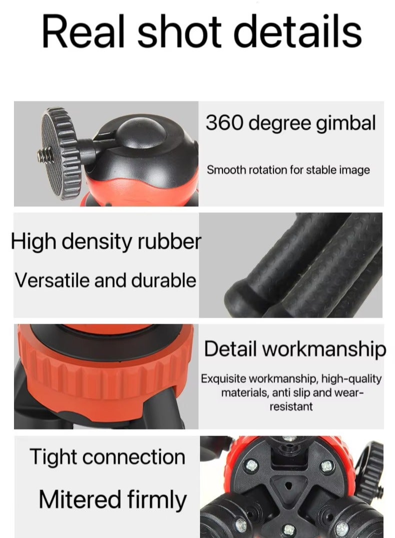 Portable Mini Flexible Tripod with Bluetooth Remote Control and Clip for iPhone and Android Desk Stand Video Shooting Mobile Phone Holder for Professional Photography Compact Stand (Black)  - Image 4