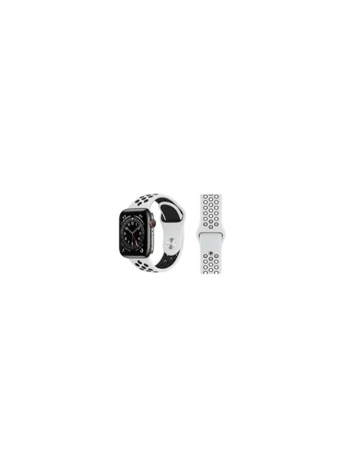 CATANES Apple Watch 41mm / 40mm / 38mm Replacement Band Silicone Strap Sport Wrist Band Replacement Smart Watch Band White/Black - Image 1