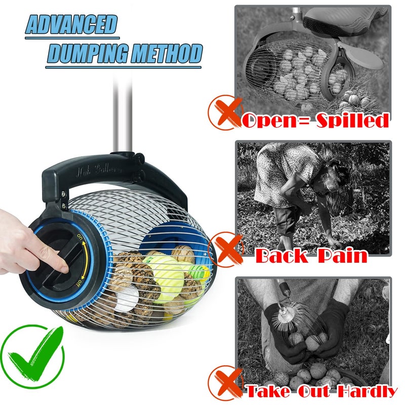 Zozen Nut Gatherer, Pecan Picker Upper, Walnut Picker Upper Roller, Side Opening Dump/Also Apply to Hickory Nuts, Chestnuts, Buckeyes, Golf, Butternuts, Objects Size 3/4'' to 2''; 1.5 Gallon - Image 2
