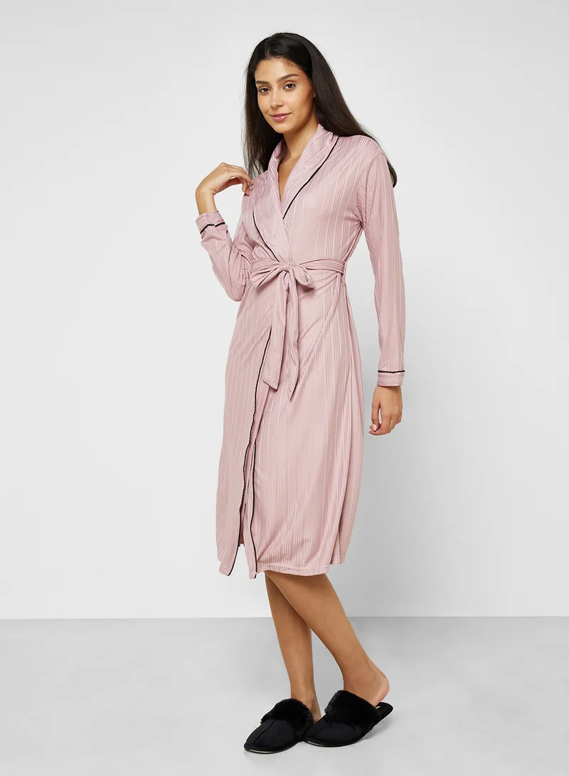 ايلا Contrast Piped Robe Set