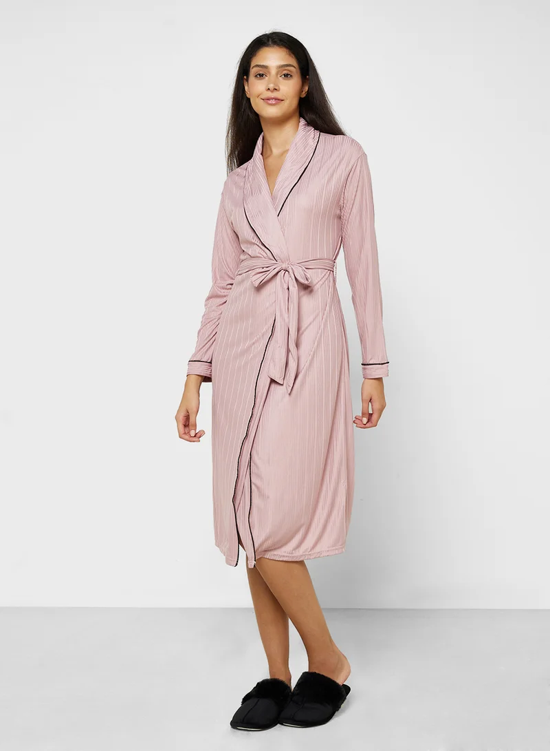 ايلا Contrast Piped Robe Set