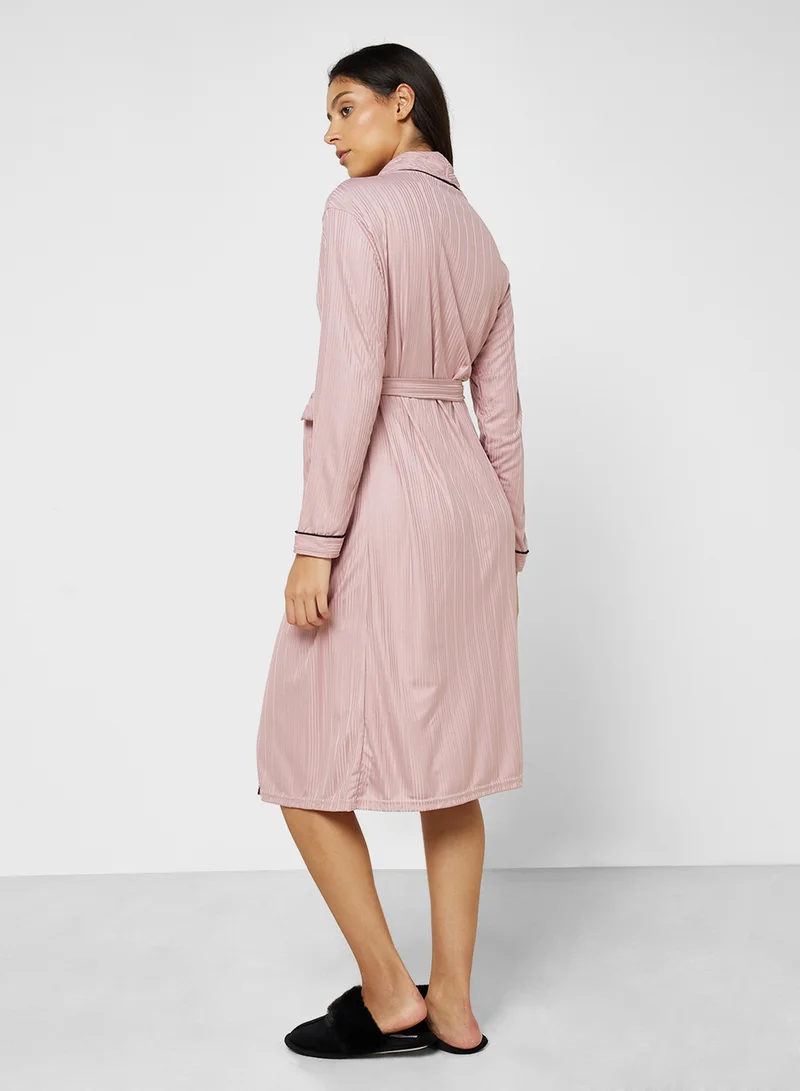 ايلا Contrast Piped Robe Set