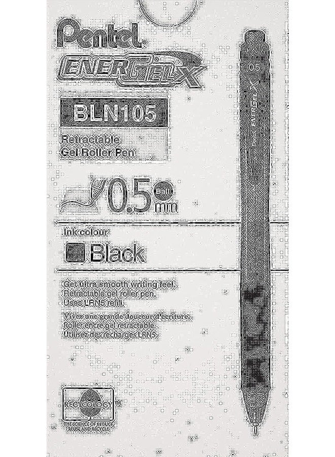 Pentel EnerGel-X Retractable Liquid Gel Pen, 0.5 mm, Black, Pack of 12 - Image 1