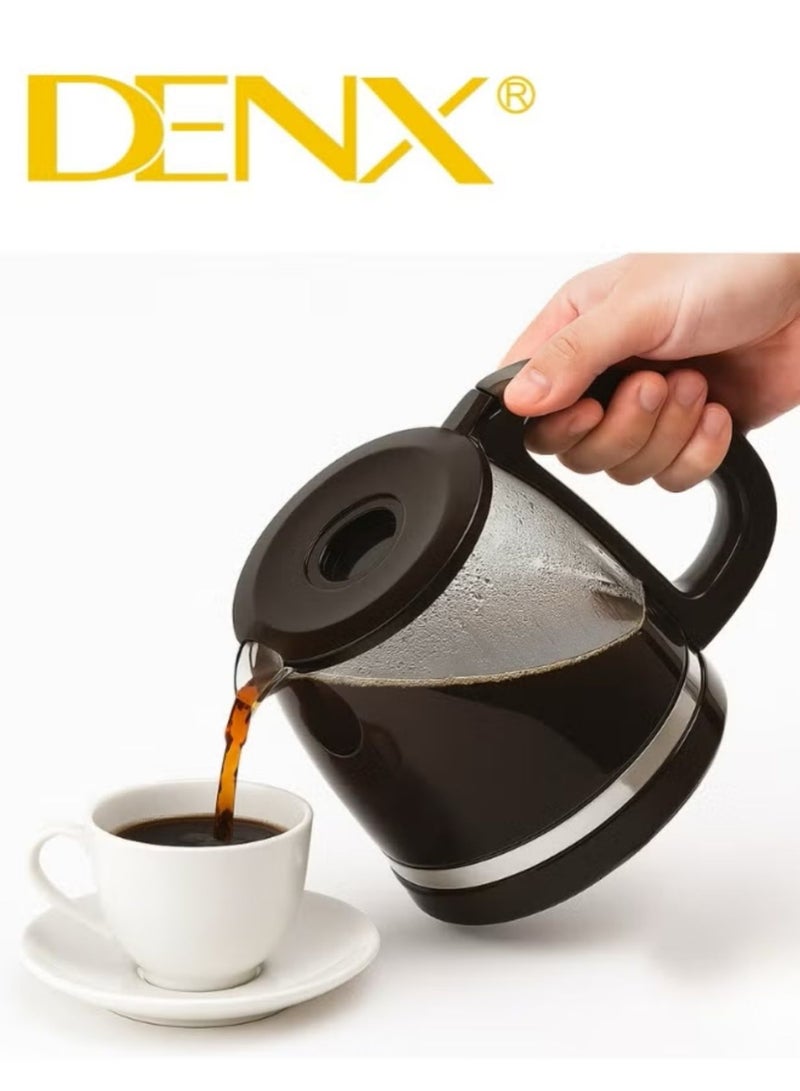 DENX Coffee Maker DX3415 – 1.5L Capacity, 900W Power, High-Density Filter, Brews up to 12 Cups in 11 Minutes, Suitable for Coffee and Tea, Elegant Design with On/Off Light Indicator - Image 3