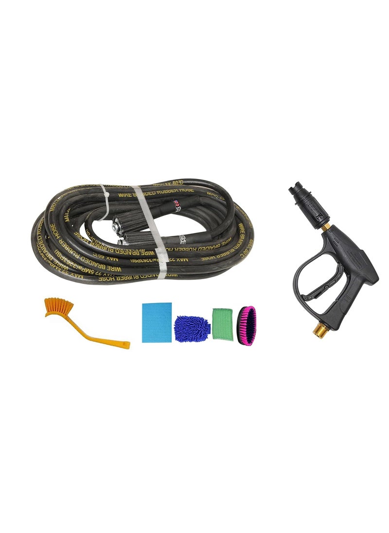 Digital Craft Digital Craft Hydraulic Pressure Washer Hose Pipe 3263PSI M2215 14mm High Pressure Washer Hose Spray Water Hydraulic Pressure Washer Pipe 10MTRHousekeeping 5 Item SetPressure Washer Gun 