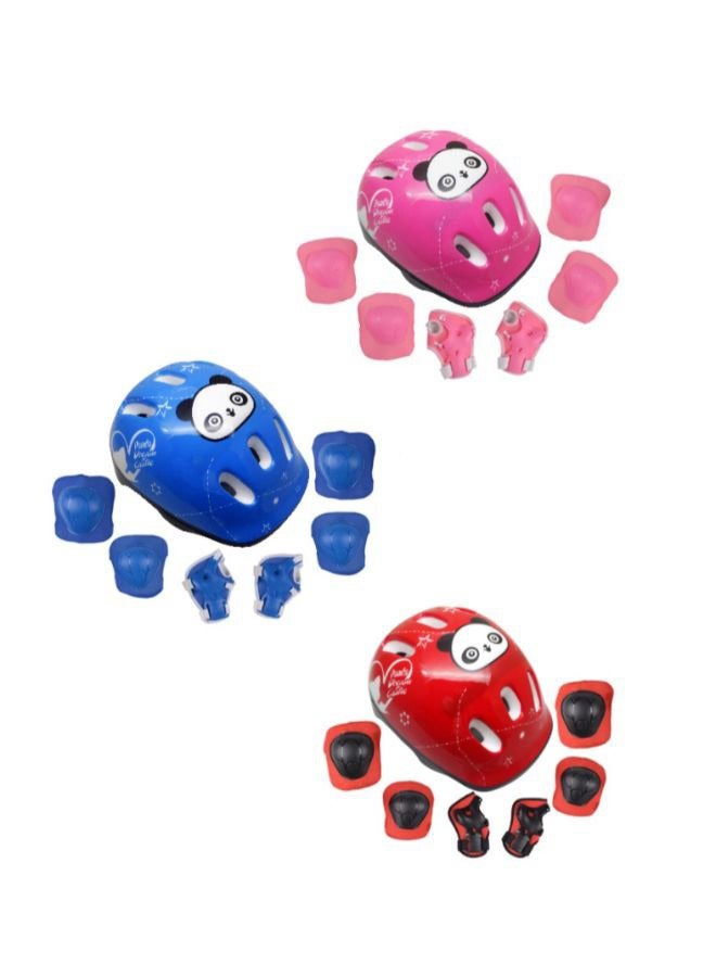 Generic Kids Bike Helmet Set Skateboard Knee Pads - Kids Helmet Elbow Pads Wrist Guards Adjustable for 3~10yrs Girl Boy Kids Protective Gear Set for Sport Cycling Bike Roller Skating Scooter (Blue)  - Image 3