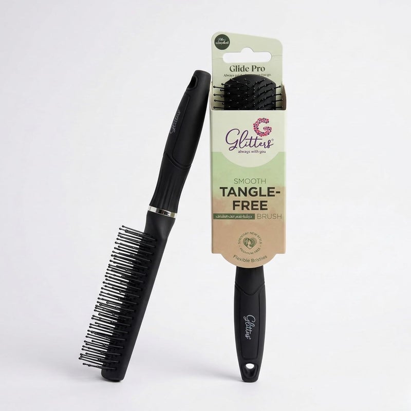 Glitters Travel Handbag Hair Brush - Smooth Tangle-Free Brush with Flexible Bristles - Image 1