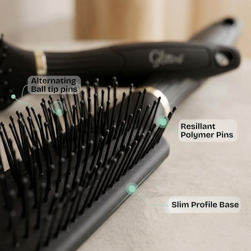Glitters Travel Handbag Hair Brush - Smooth Tangle-Free Brush with Flexible Bristles - Image 3
