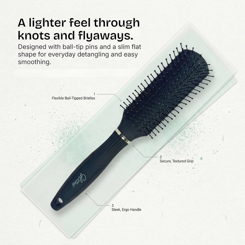 Glitters Travel Handbag Hair Brush - Smooth Tangle-Free Brush with Flexible Bristles - Image 2