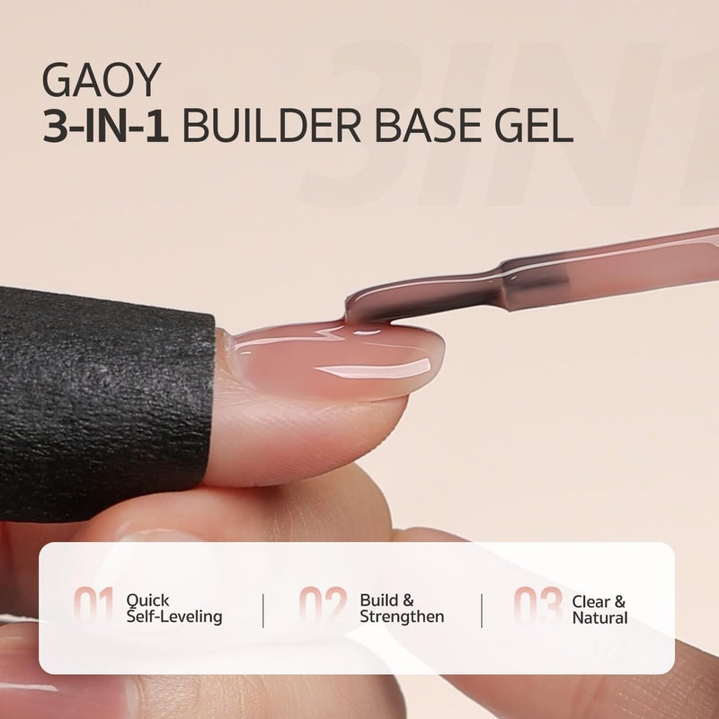 GAOY 16ml Rubber Base Gel, Jelly Builder Base Nail Gel Nude Sheer Pink, 3-in-1 Soak Off Nail Strengthener UV Light Cure, 01 Lush Nude - Image 2