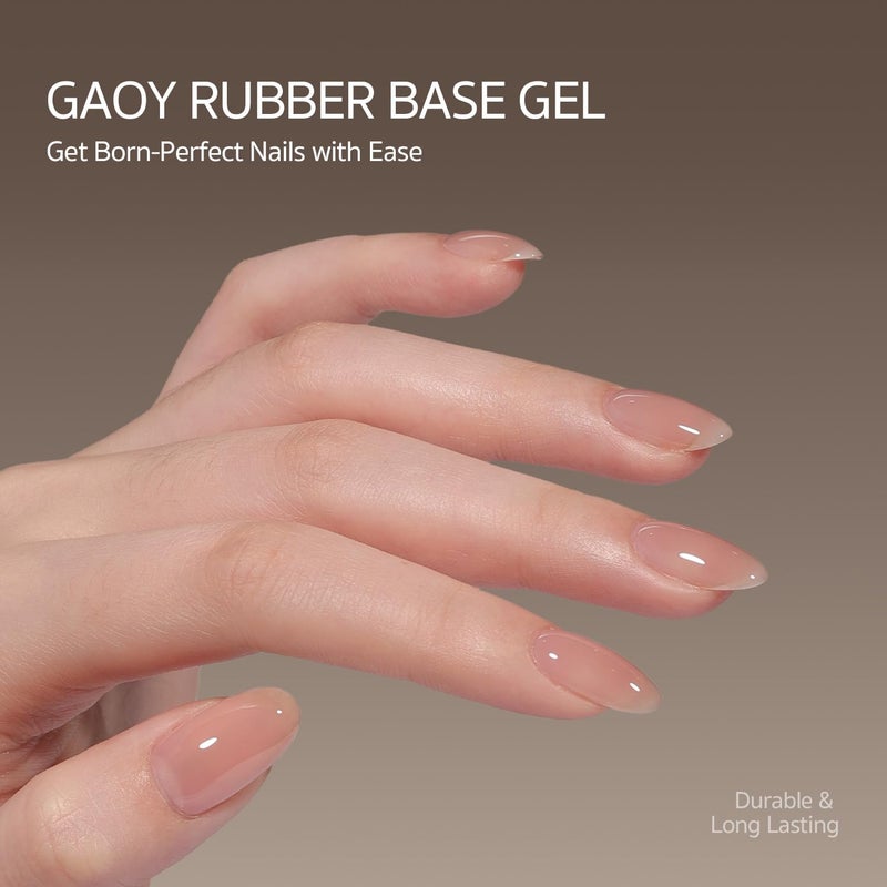 GAOY 16ml Rubber Base Gel, Jelly Builder Base Nail Gel Nude Sheer Pink, 3-in-1 Soak Off Nail Strengthener UV Light Cure, 01 Lush Nude - Image 5