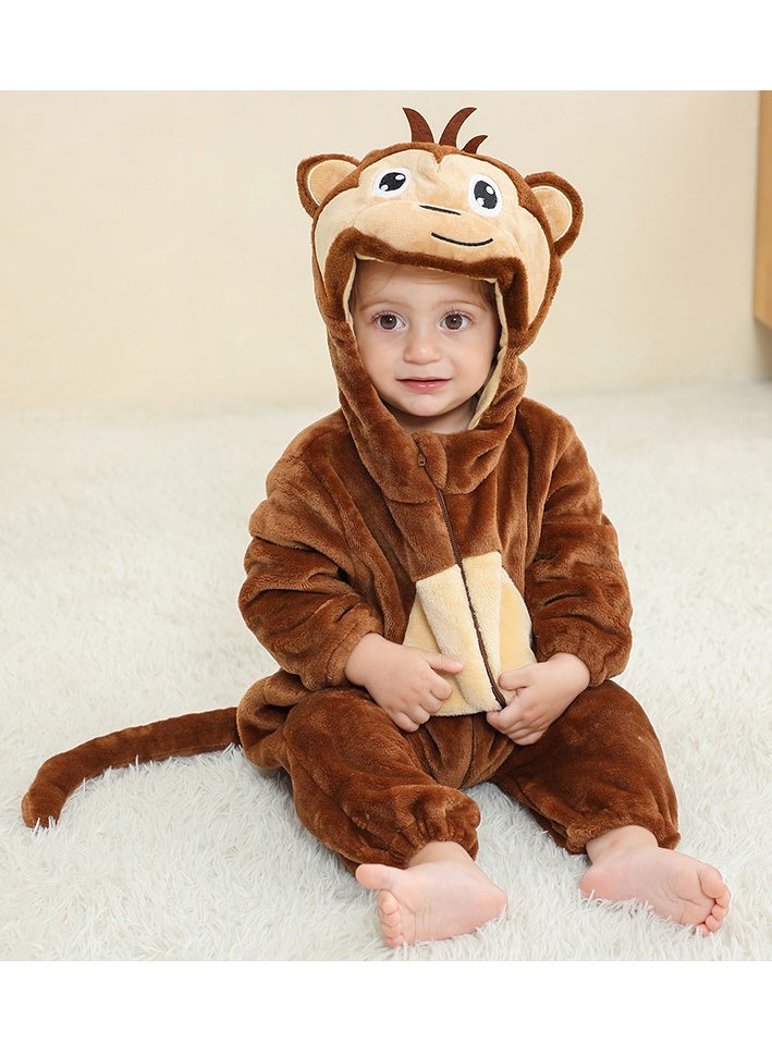 Loquat - Flannel Children's Climbing Clothes Baby Autumn Winter Long Sleeved Clothes Jumpsuit Newborn Cartoon Jumpsuit - Image 1