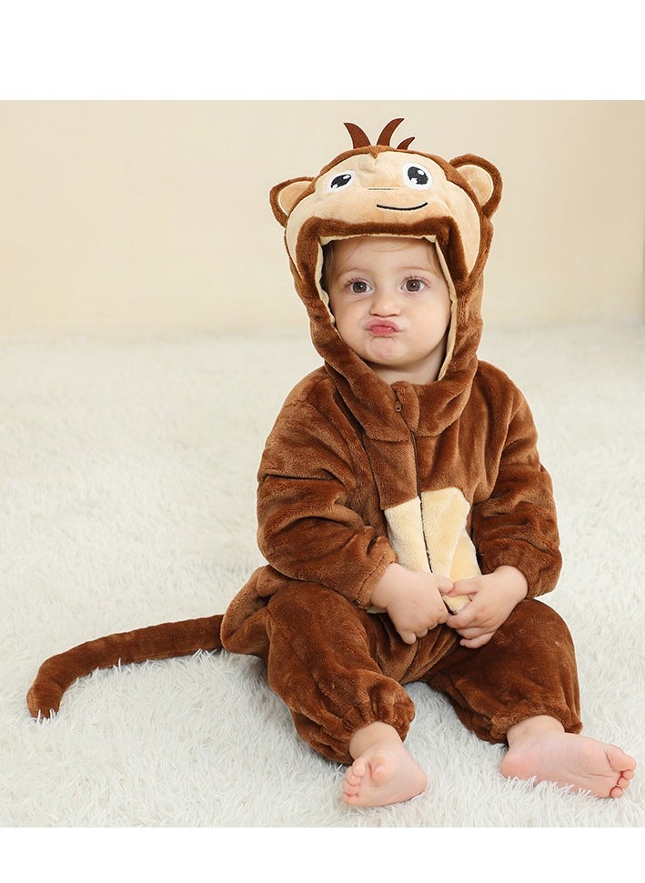 Loquat - Flannel Children's Climbing Clothes Baby Autumn Winter Long Sleeved Clothes Jumpsuit Newborn Cartoon Jumpsuit - Image 1