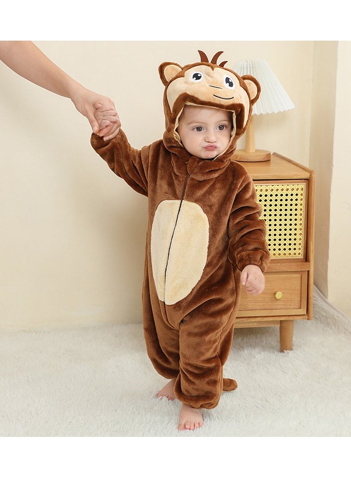 Loquat - Flannel Children's Climbing Clothes Baby Autumn Winter Long Sleeved Clothes Jumpsuit Newborn Cartoon Jumpsuit - Image 1