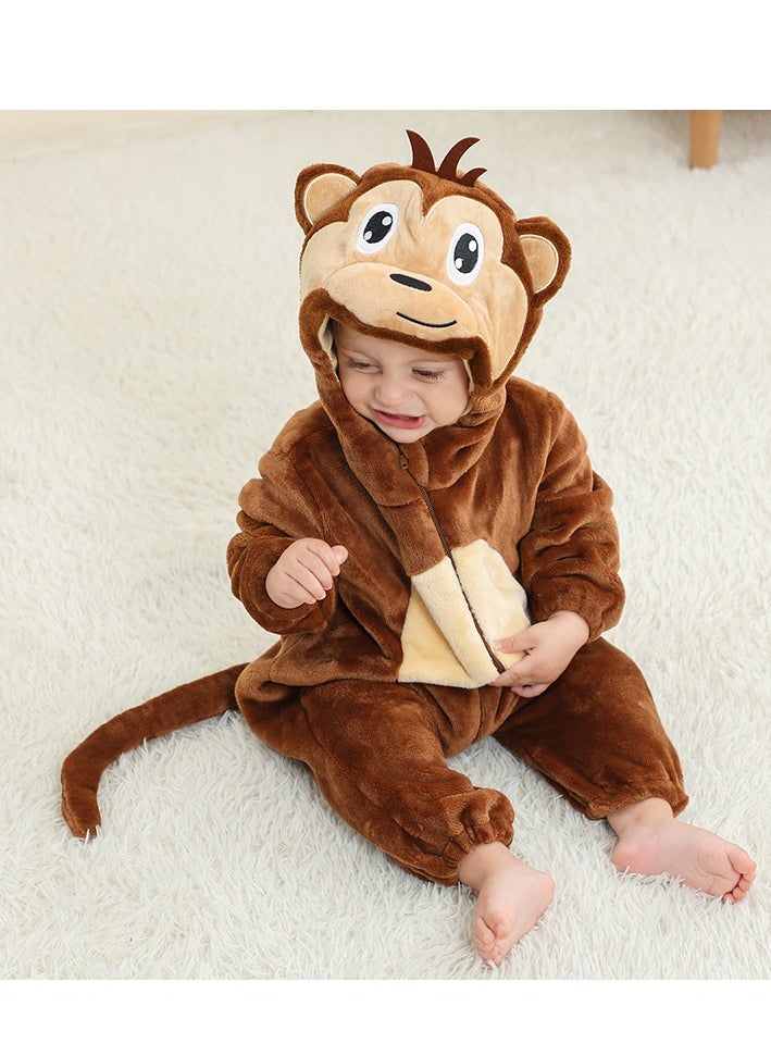 Loquat - Flannel Children's Climbing Clothes Baby Autumn Winter Long Sleeved Clothes Jumpsuit Newborn Cartoon Jumpsuit - Image 1
