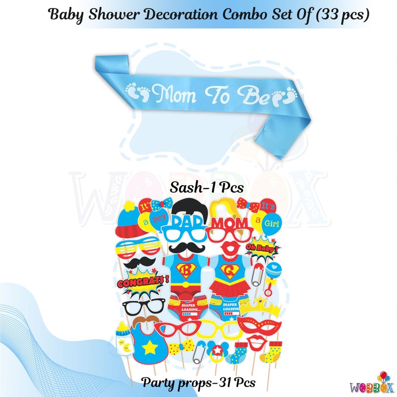 Wobbox Baby Shower Decoration Items| Baby Shower Photo Booth Props for Photoshoot, Mom to Be Satin Sash Daddy to Be Decoration, Godh Bharai Decoration Kit-(FP4880) - Image 2